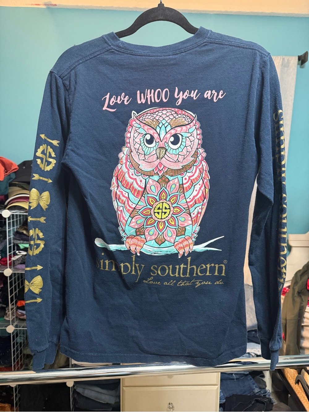 Simply Southern Love WHOO You Are Owl Navy Long Sleeve